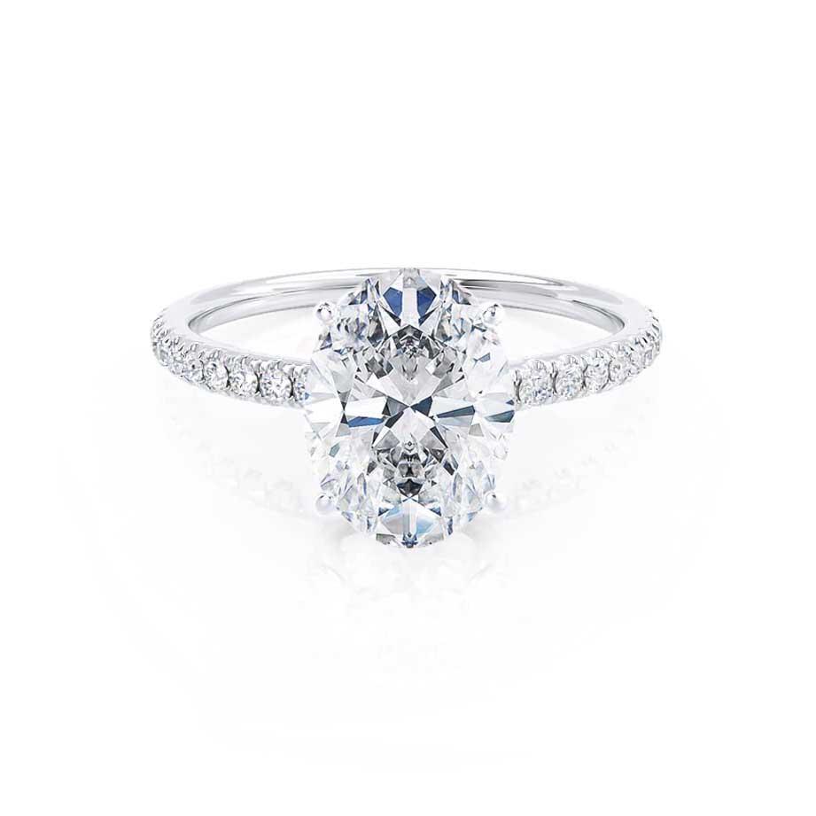 0.90 CT Oval Lab Grown Diamond Pave Engagement Ring