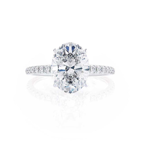 0.90 CT Oval Lab-Grown Diamond Pave Setting Engagement Ring