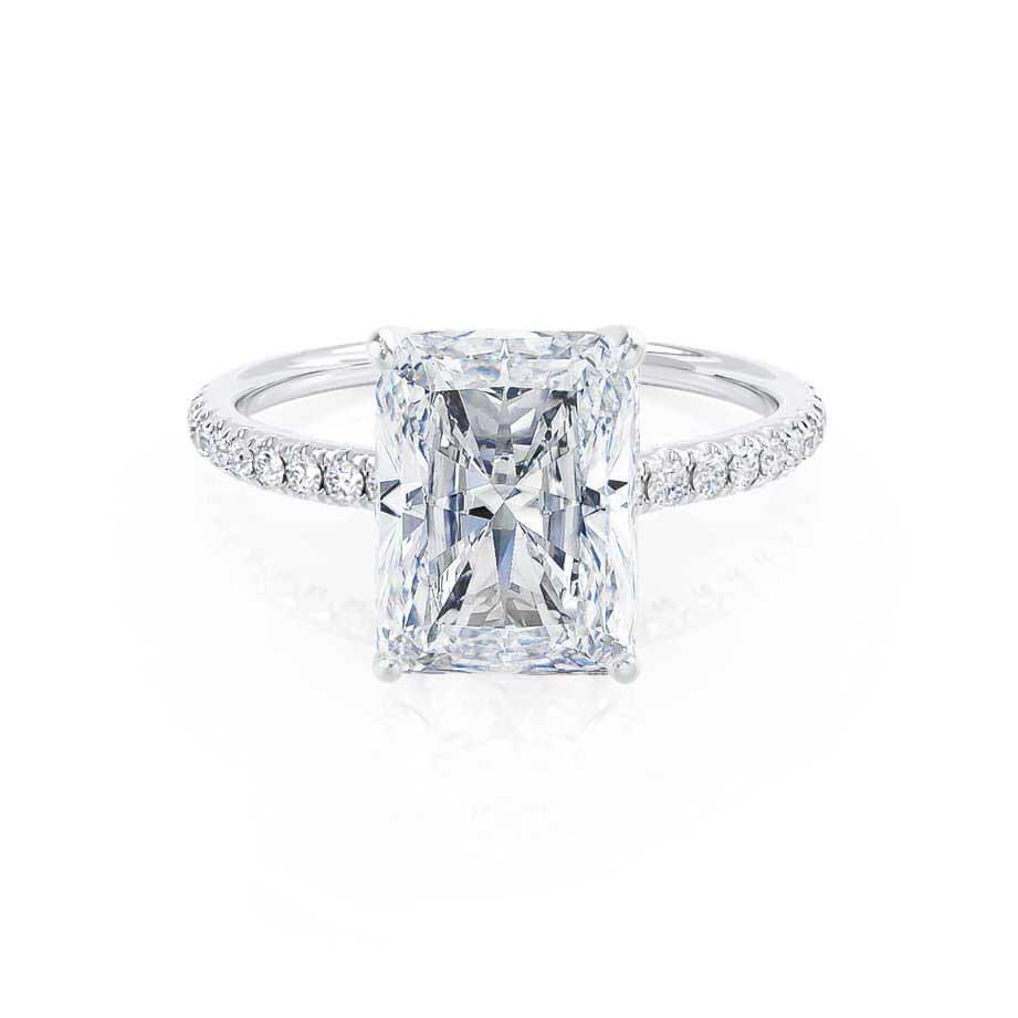 1.50 CT Radiant Lab-Grown Diamond Pave Engagement Ring