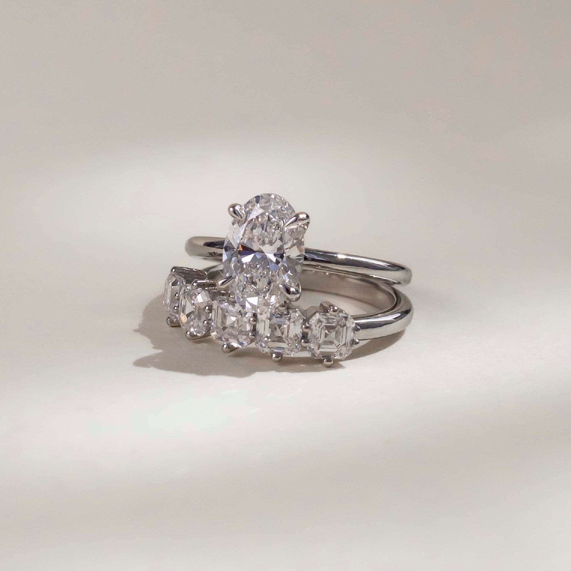 Half Eternity- 0.20 CT Oval Moissanite Wedding Band