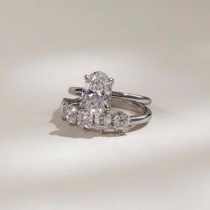 Half Eternity- 0.20 CT Oval Moissanite Wedding Band