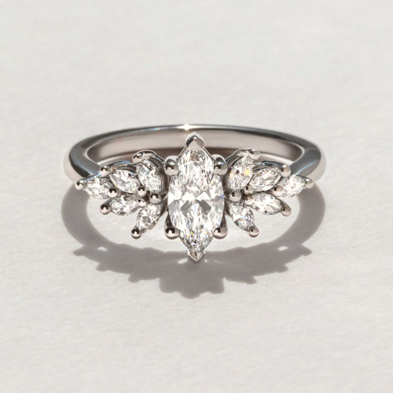Cluster-Marquise Lab Grown Diamond Engagement Ring