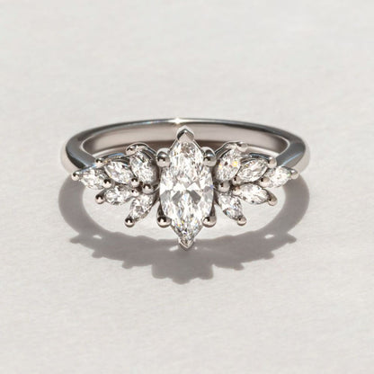 Cluster-Marquise Lab Grown Diamond Engagement Ring