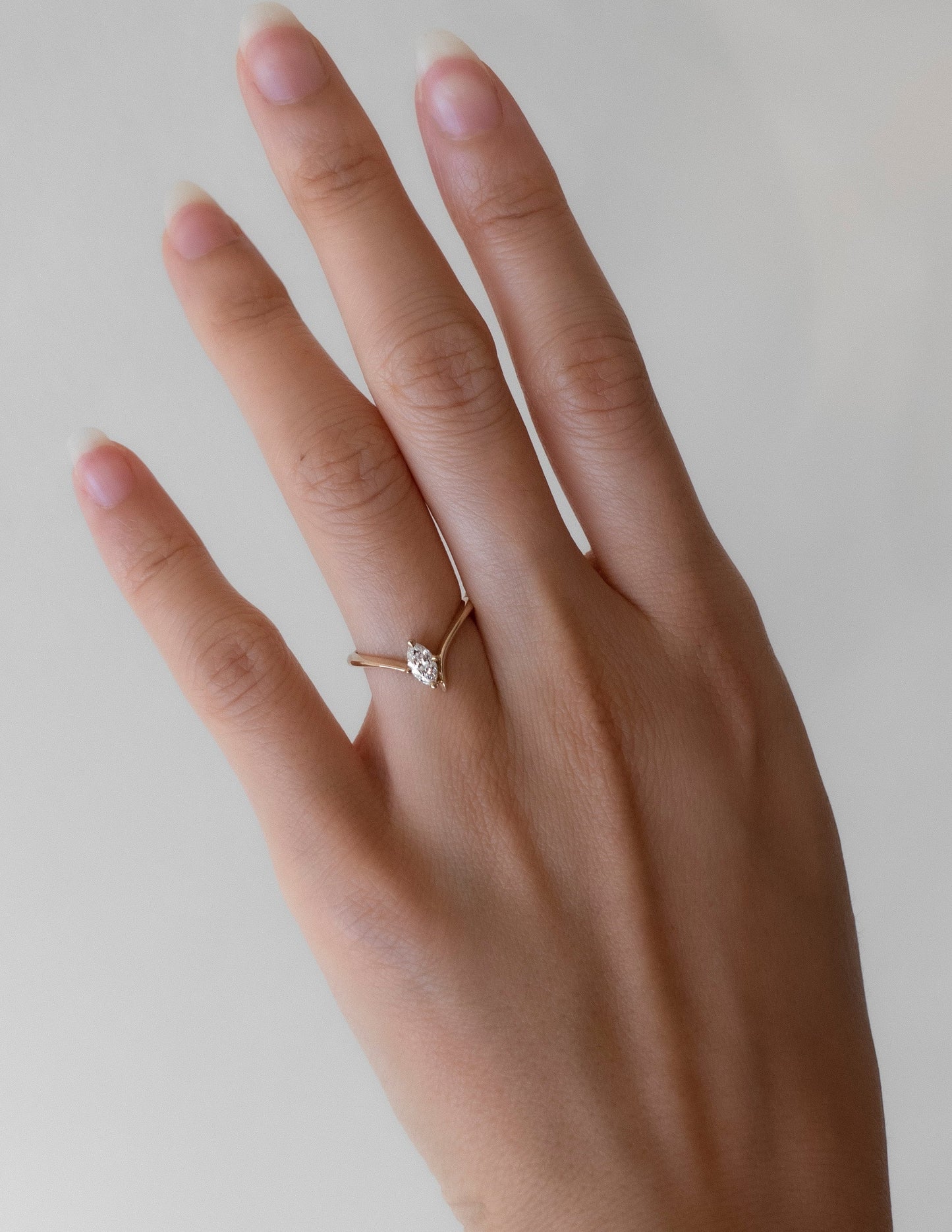 Solitaire Asymmetrical Band-Marquise Lab Grown Diamond Engagement Ring