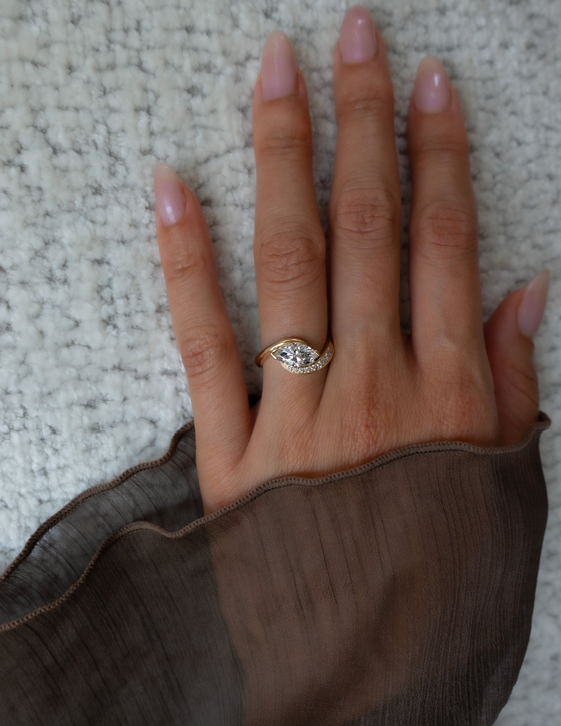 Solitaire Rapture Pave-Marquise Lab Grown Diamond Engagement Ring