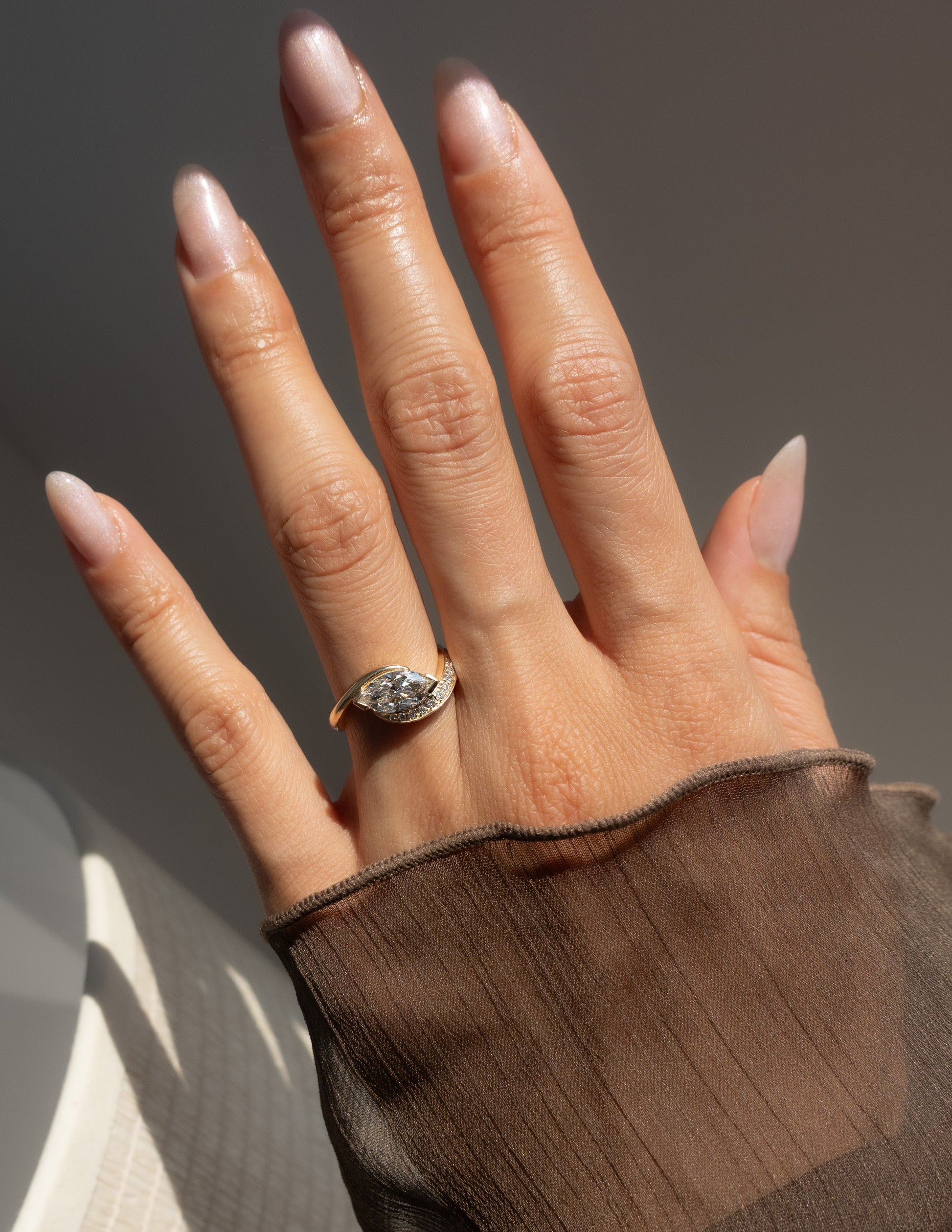 Solitaire Rapture Pave-Marquise Lab Grown Diamond Engagement Ring