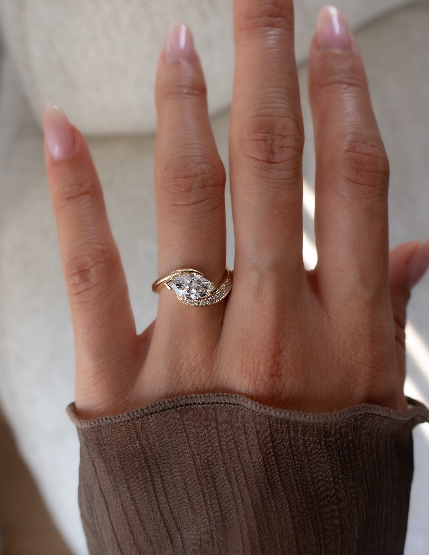 Solitaire Rapture Pave-Marquise Lab Grown Diamond Engagement Ring