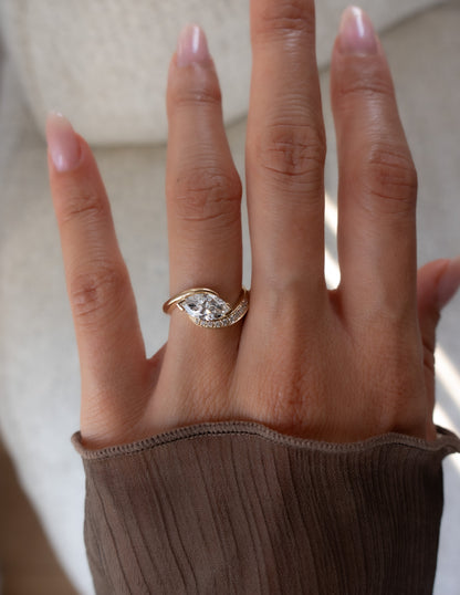 Solitaire Rapture Pave-Marquise Lab Grown Diamond Engagement Ring
