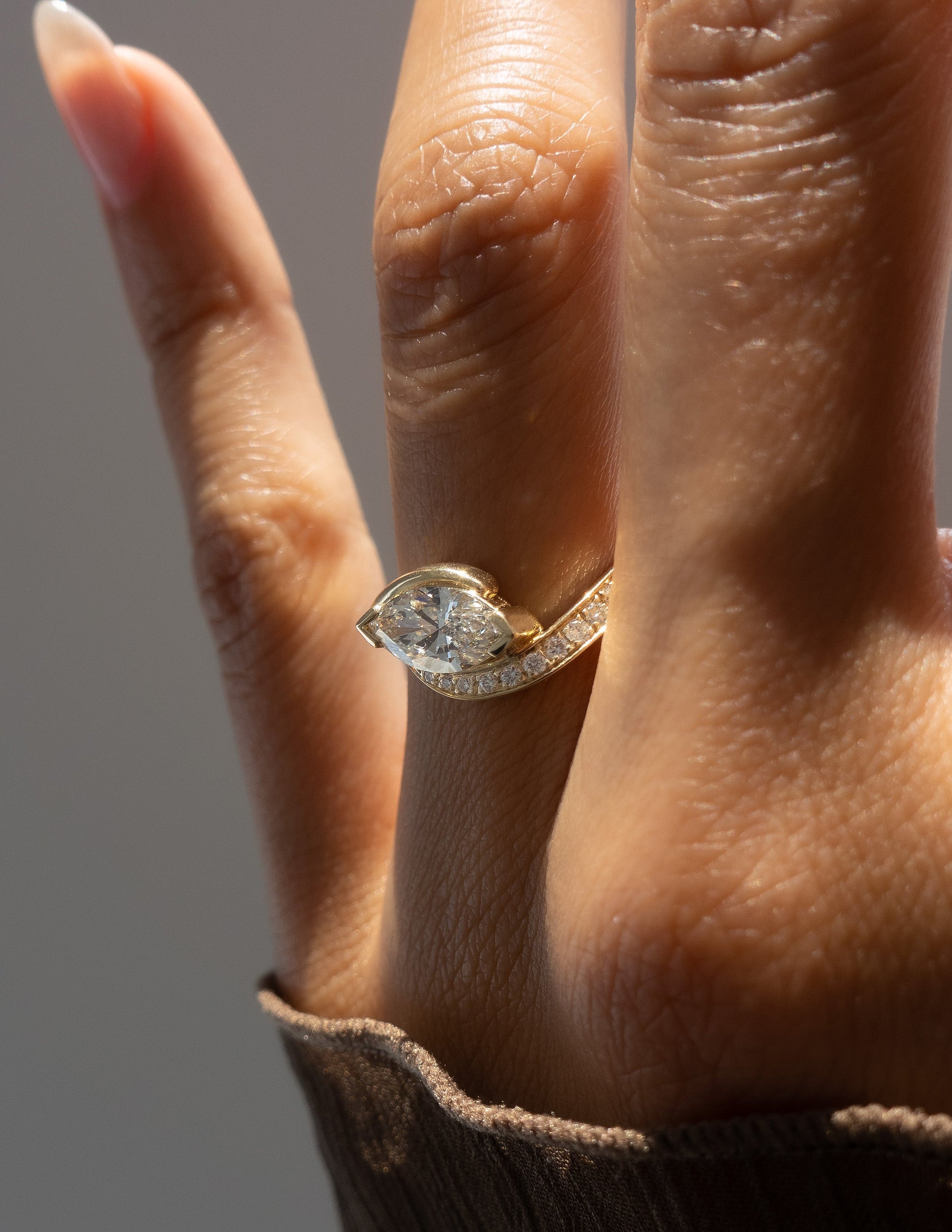 Solitaire Rapture Pave-Marquise Lab Grown Diamond Engagement Ring