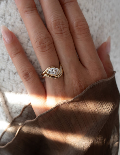 Solitaire Rapture & Pave Band- Oval Lab Grown Diamond Bridal Set