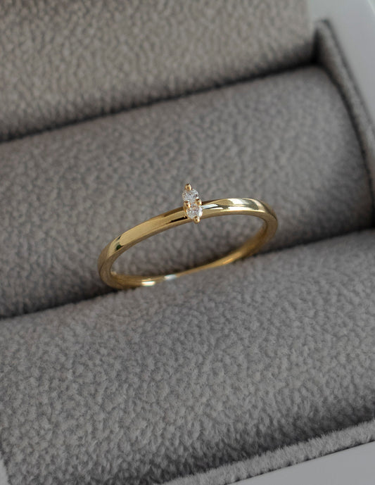 Solitaire Dainty | Stackable Ring- 0.008 CT Round Moissanite Wedding Band