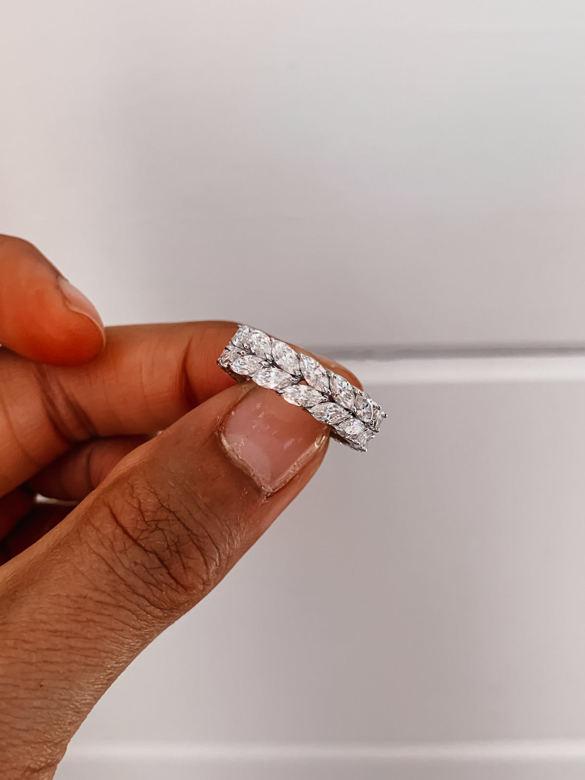 7.5 CT Marquise Shaped Lab Grown Diamond Wedding Band