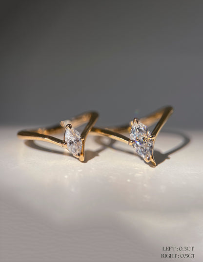 Solitaire Asymmetrical Band-Marquise Lab Grown Diamond Engagement Ring