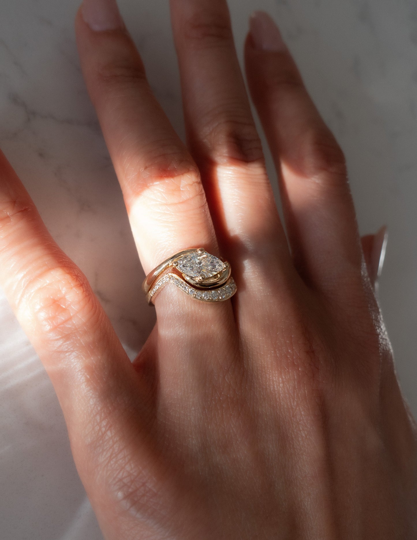Solitaire Rapture & Pave Band- Oval Lab Grown Diamond Bridal Set