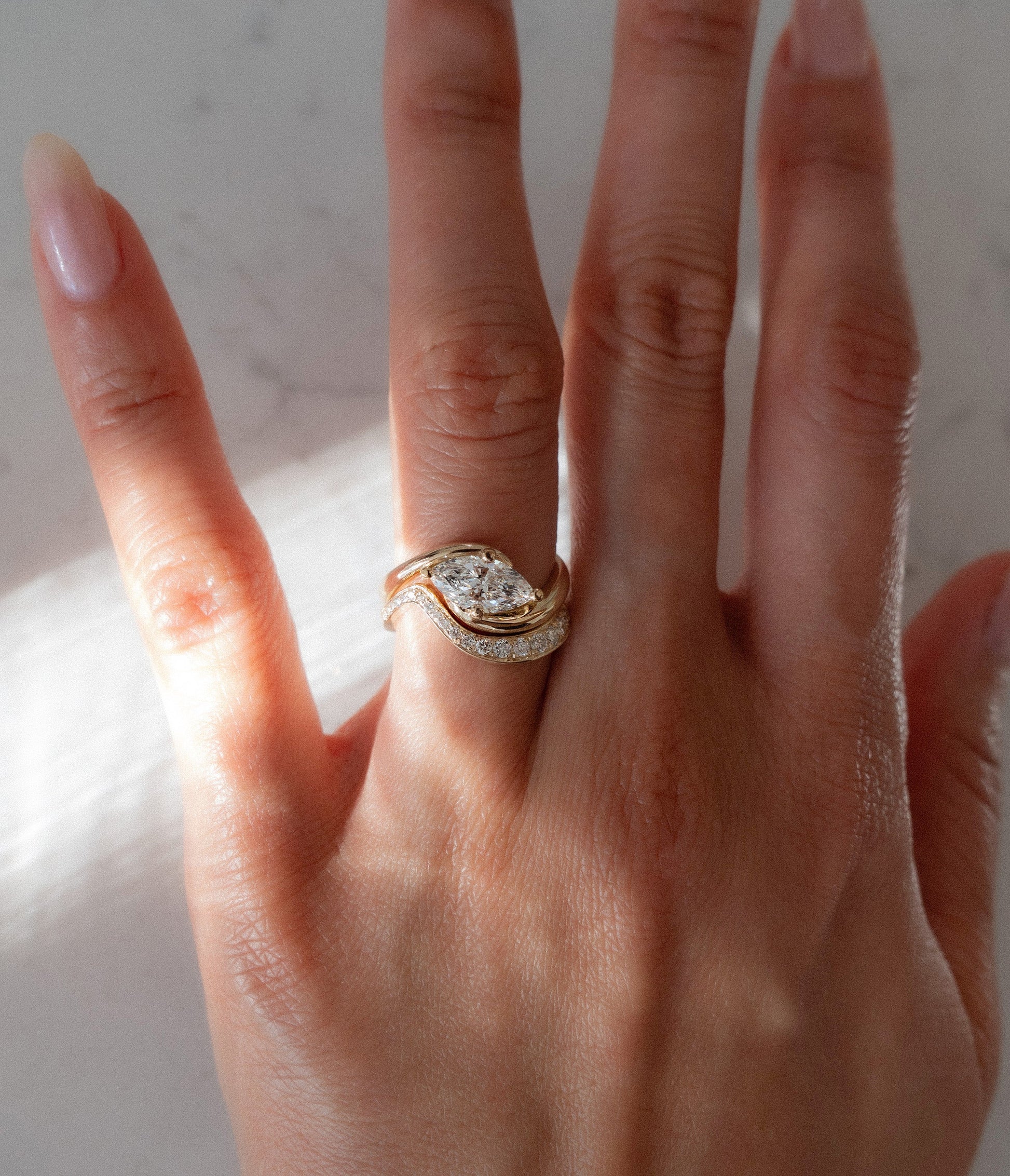 Solitaire Rapture & Pave Band- Oval Lab Grown Diamond Bridal Set