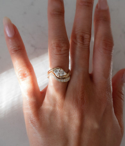Solitaire Rapture & Pave Band- Oval Lab Grown Diamond Bridal Set