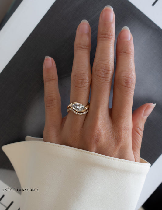 Solitaire Rapture & Pave Band- Oval Lab Grown Diamond Bridal Set