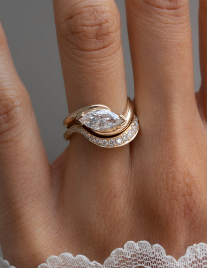Solitaire Rapture & Pave Band- Oval Lab Grown Diamond Bridal Set