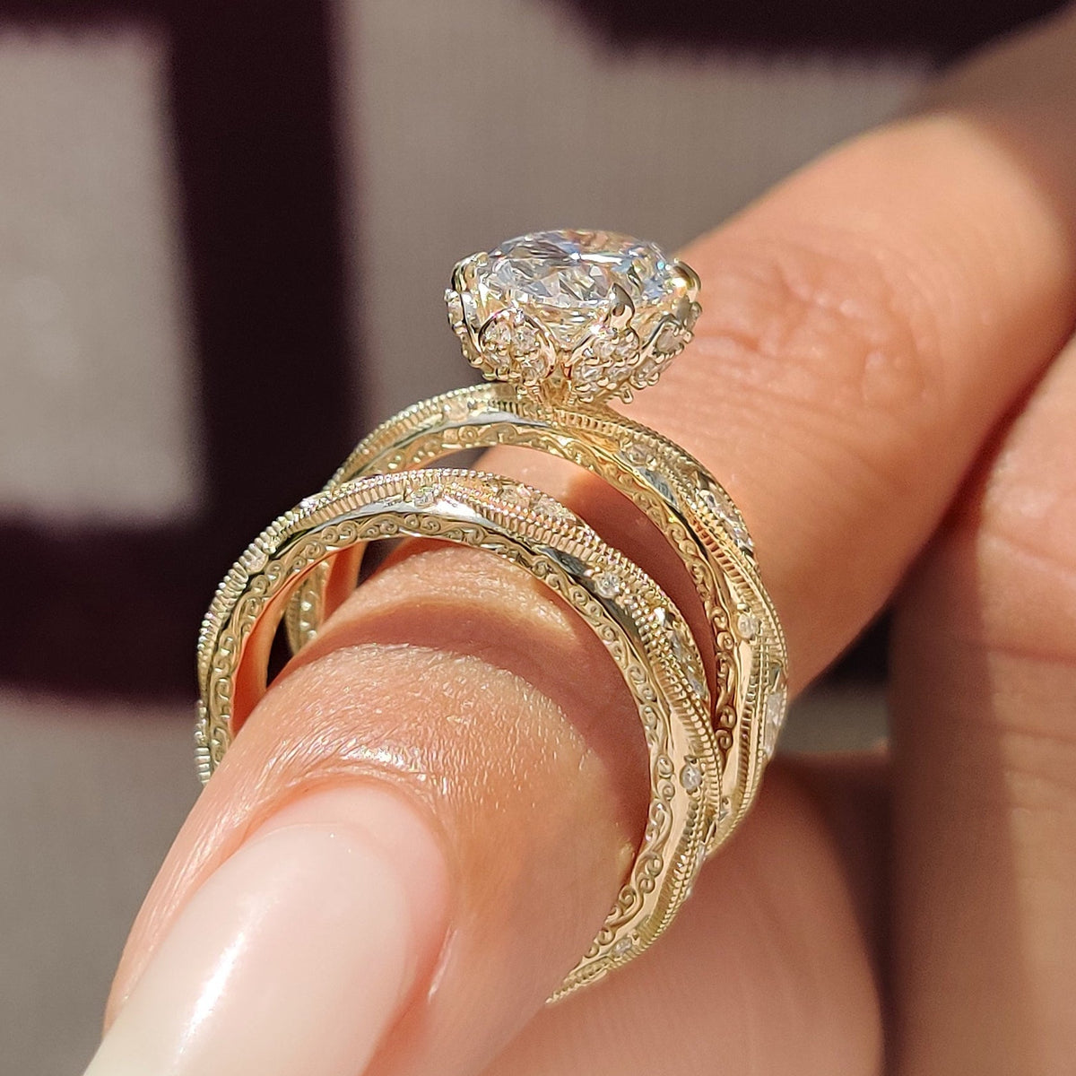 Solitaire Cathedral- 1.8 CT Cushion Lab Grown Diamond Wedding Band