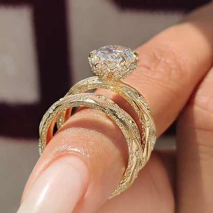 Solitaire Cathedral- 1.8 CT Cushion Lab Grown Diamond Wedding Band