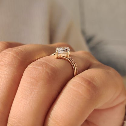 Solitaire Cathedral- 1.8 CT Cushion Lab Grown Diamond Wedding Band