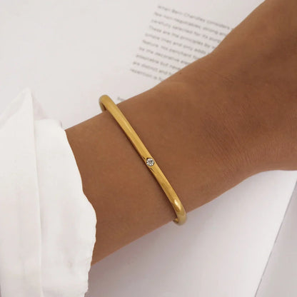 Elegant 0.03 TCW Round Lab-Grown Diamond Gold Bangle Bracelets 2