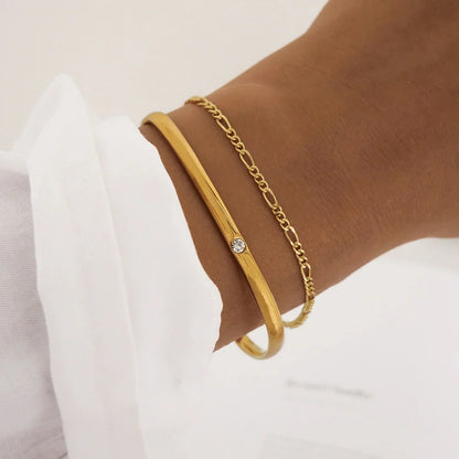 Elegant 0.03 TCW Round Lab-Grown Diamond Gold Bangle Bracelets 4