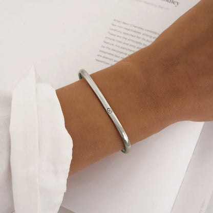 Elegant 0.03 TCW Round Lab-Grown Diamond Gold Bangle Bracelets 9