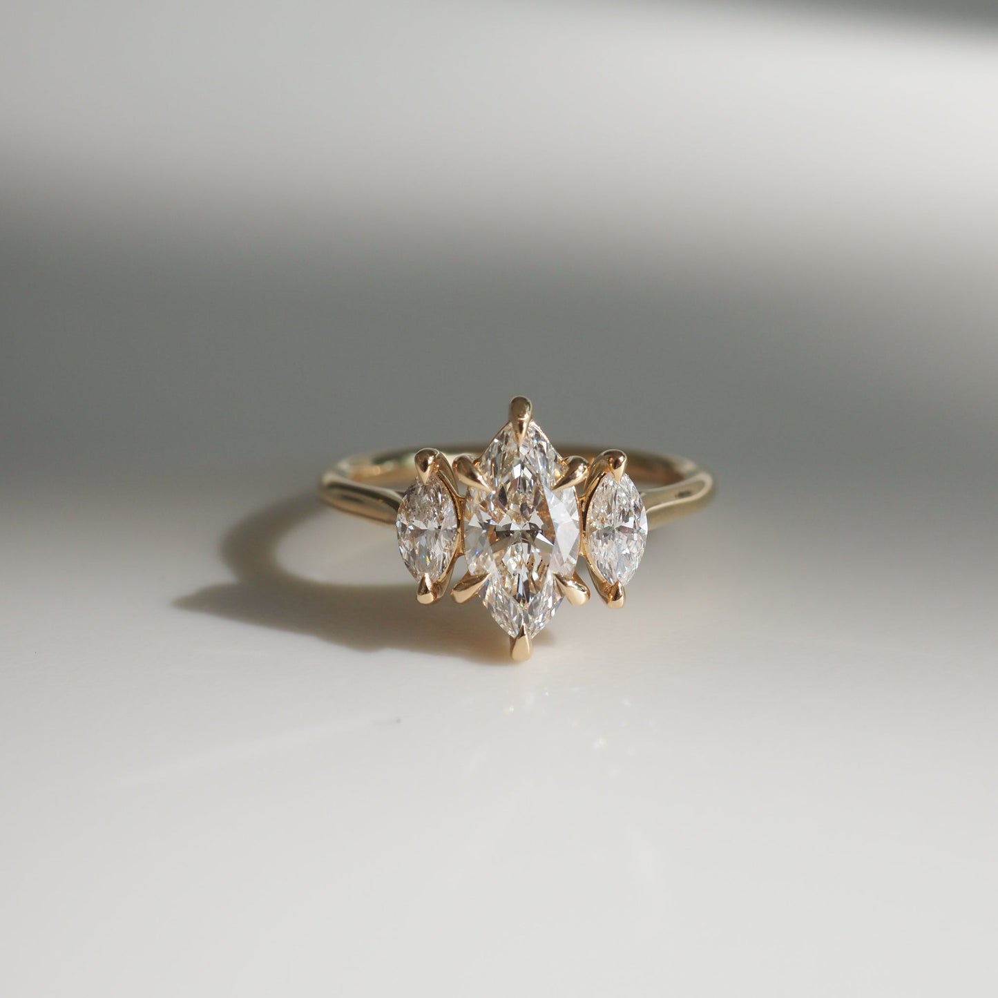Three Stone-Marquise Lab Grown Diamond Engagement Ring