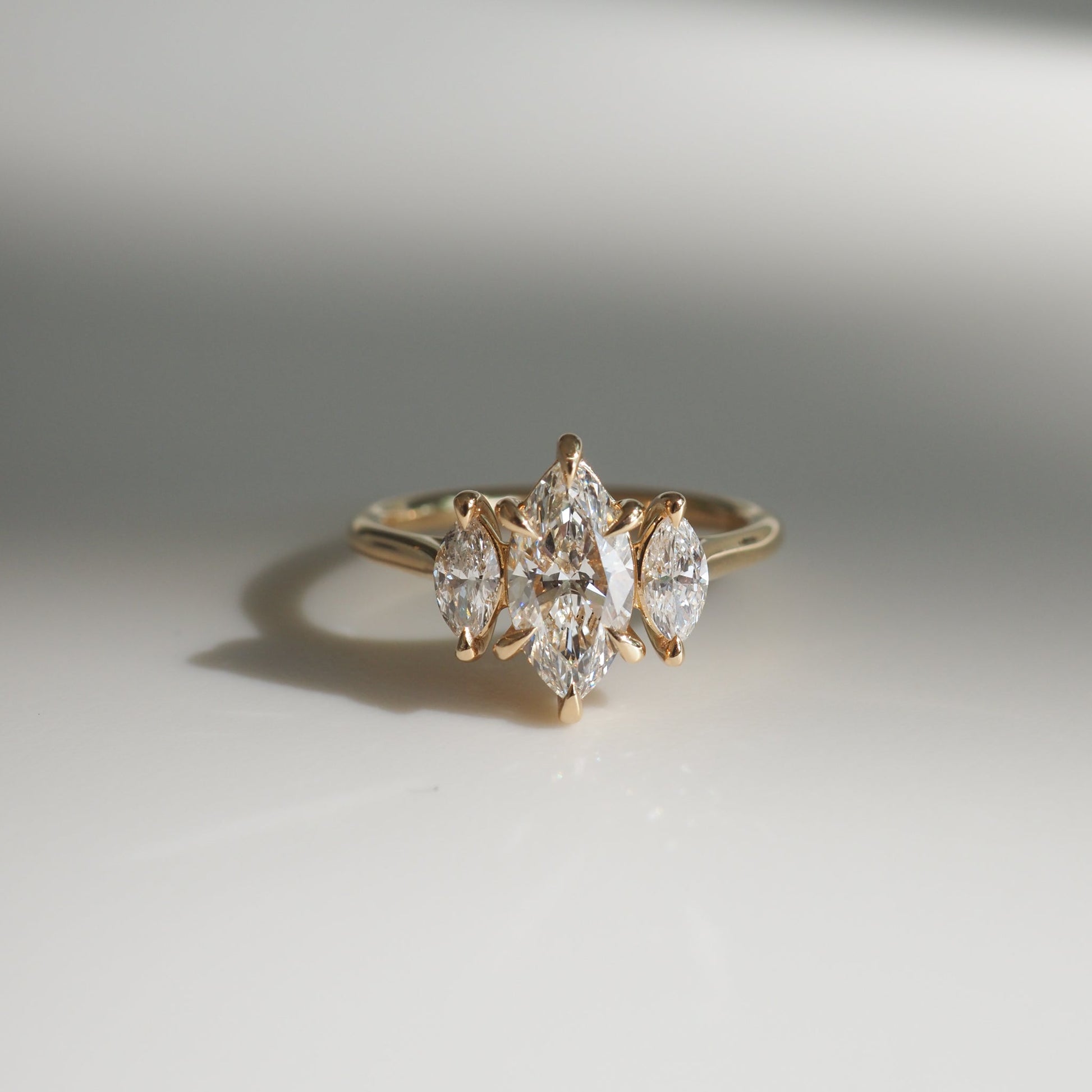 Three Stone-Marquise Lab Grown Diamond Engagement Ring