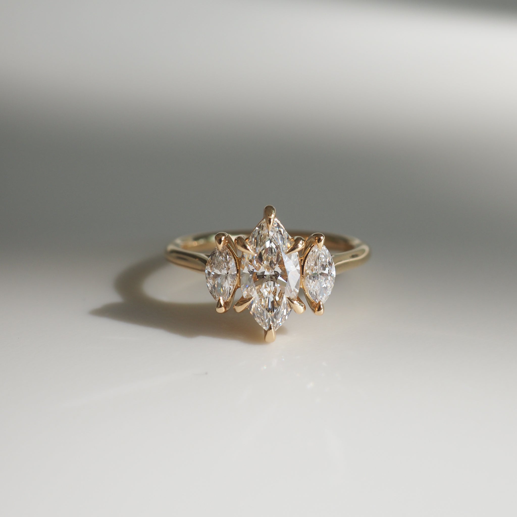 1.50 CT Marquise Lab-Grown Diamond Triad Engagement Ring