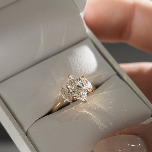 1.50 CT Marquise Lab-Grown Diamond Triad Engagement Ring