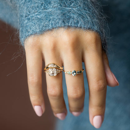 Cluster & Bezel-Asscher Lab Grown Diamond Engagement Ring