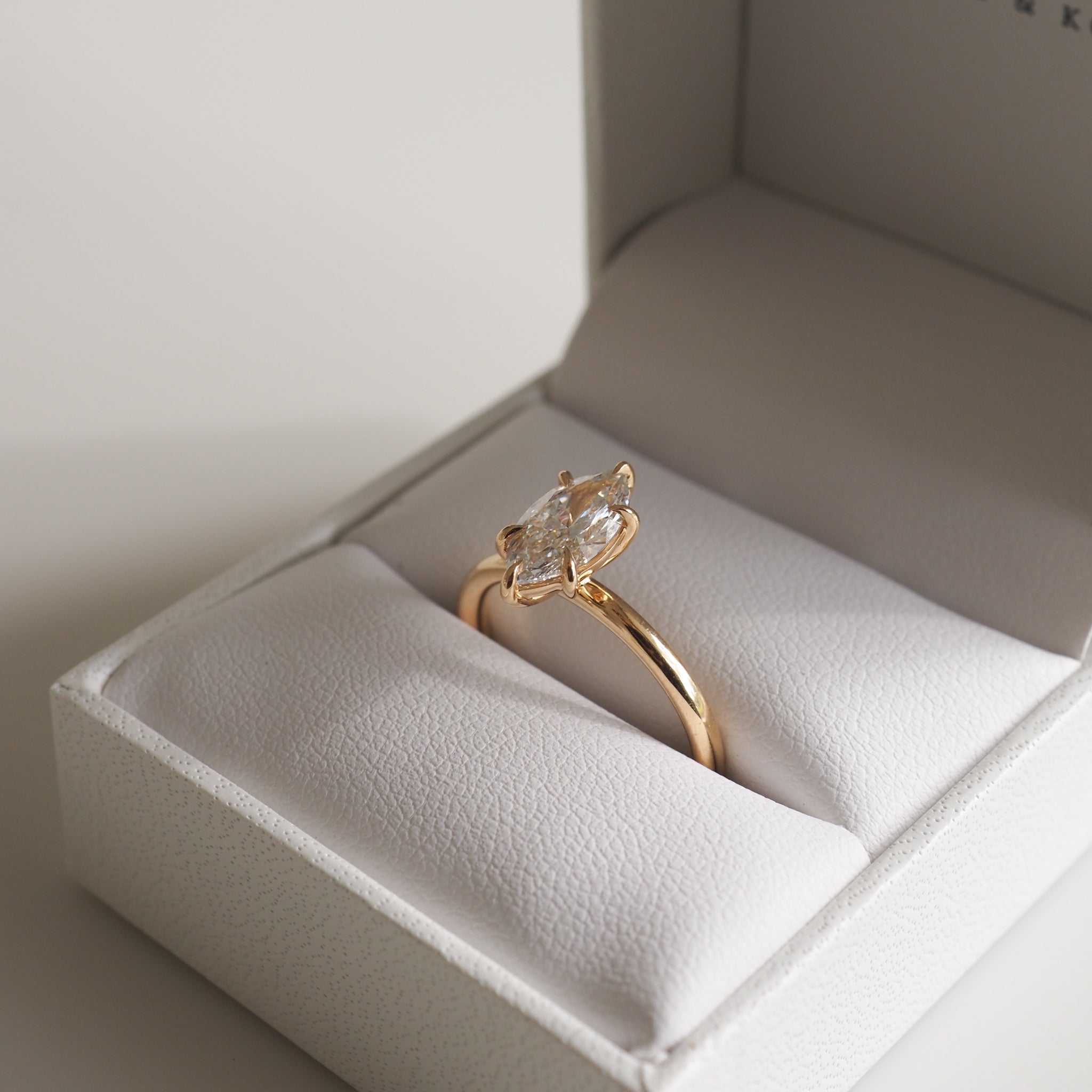 1.0 CT Marquise-Cut Lab-Grown Diamond Solitaire Ring in Gold.