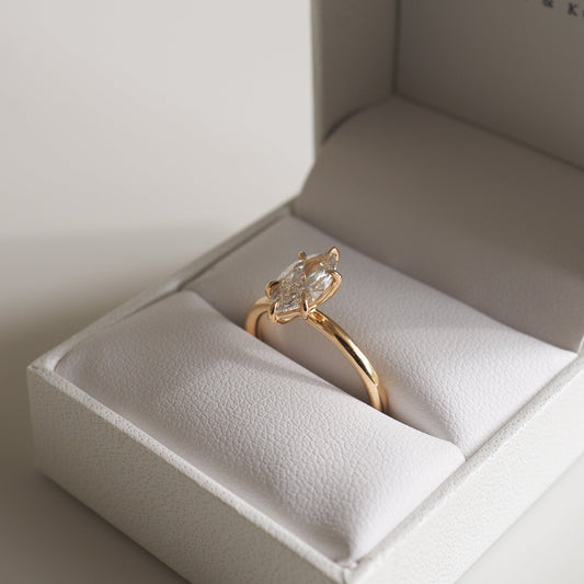 1.0 CT Marquise-Cut Lab-Grown Diamond Solitaire Ring in Gold.