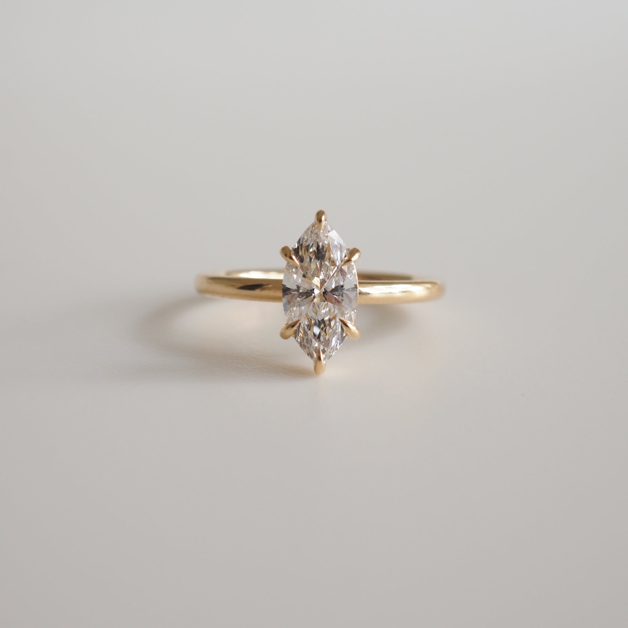 1.0 CT Marquise-Cut Lab-Grown Diamond Solitaire Ring in Gold.