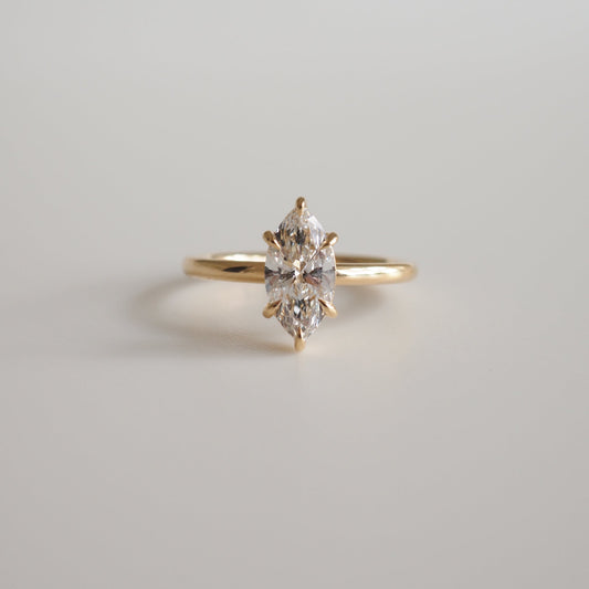 1.0 CT Marquise-Cut Lab-Grown Diamond Solitaire Ring in Gold.