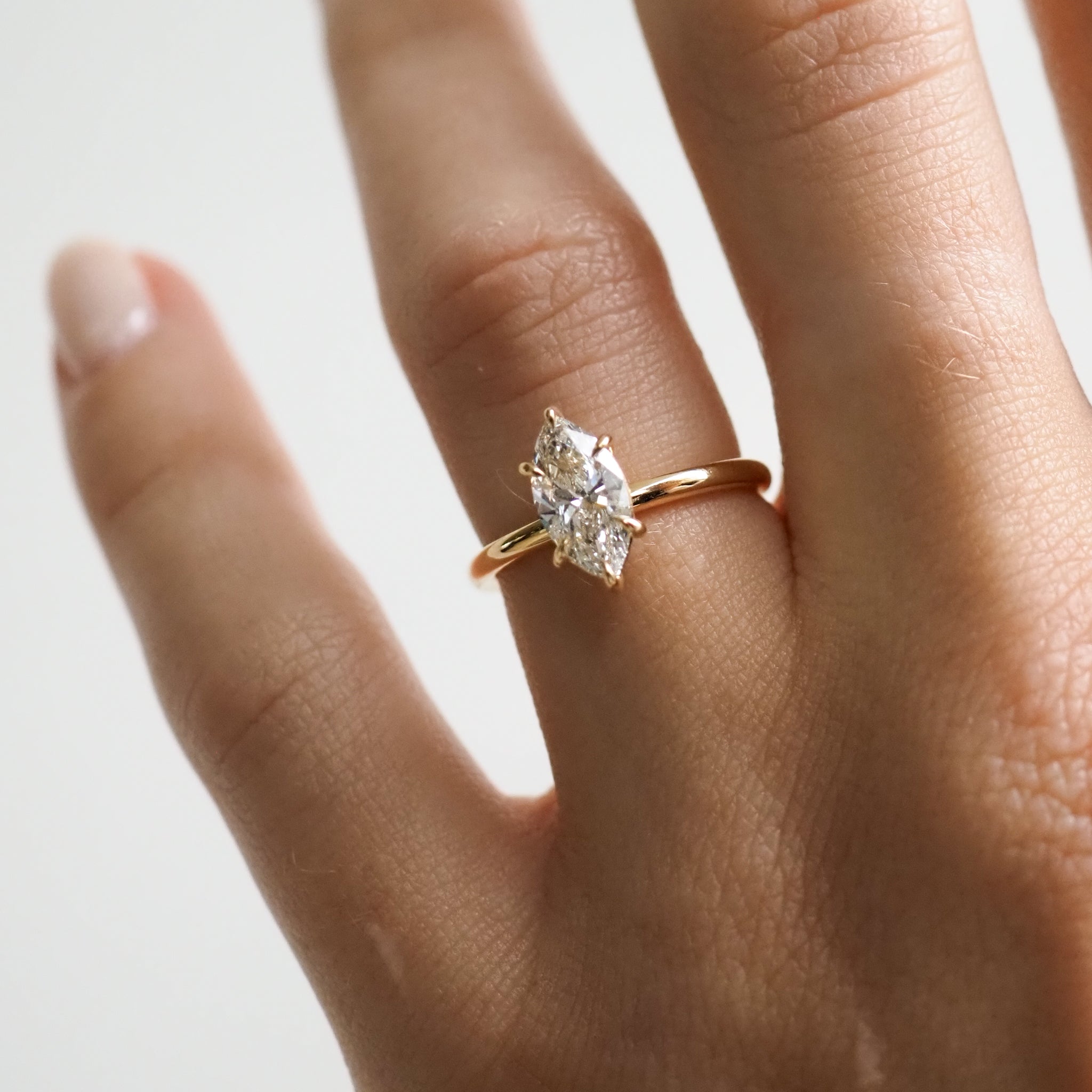 1.0 CT Marquise-Cut Lab-Grown Diamond Solitaire Ring in Gold.