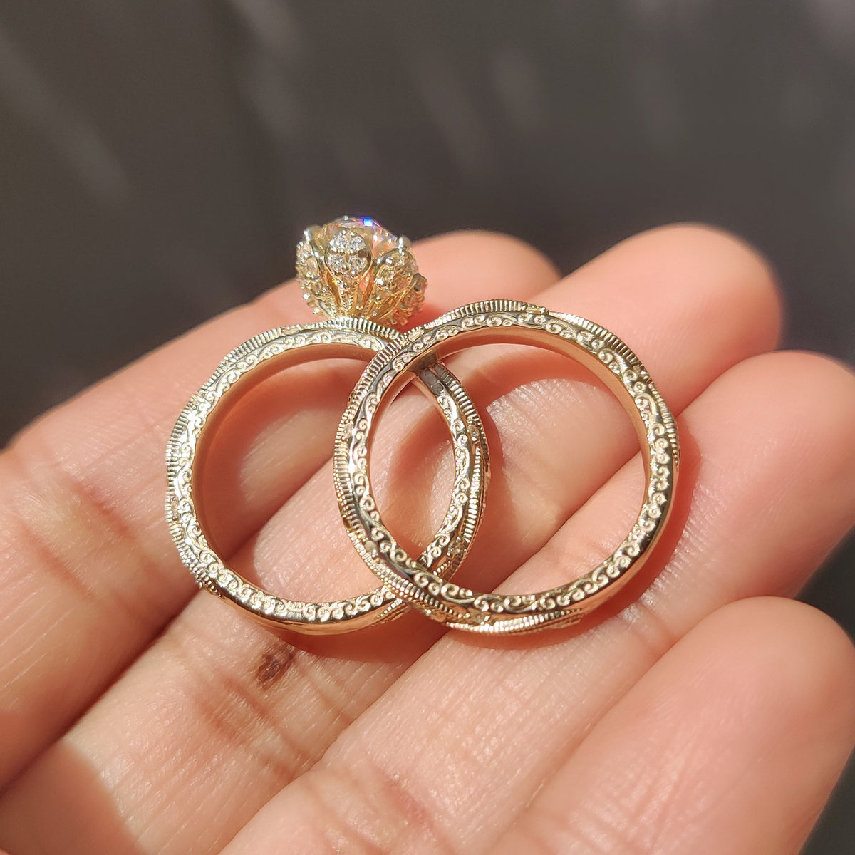 Solitaire Cathedral- 1.8 CT Cushion Lab Grown Diamond Wedding Band