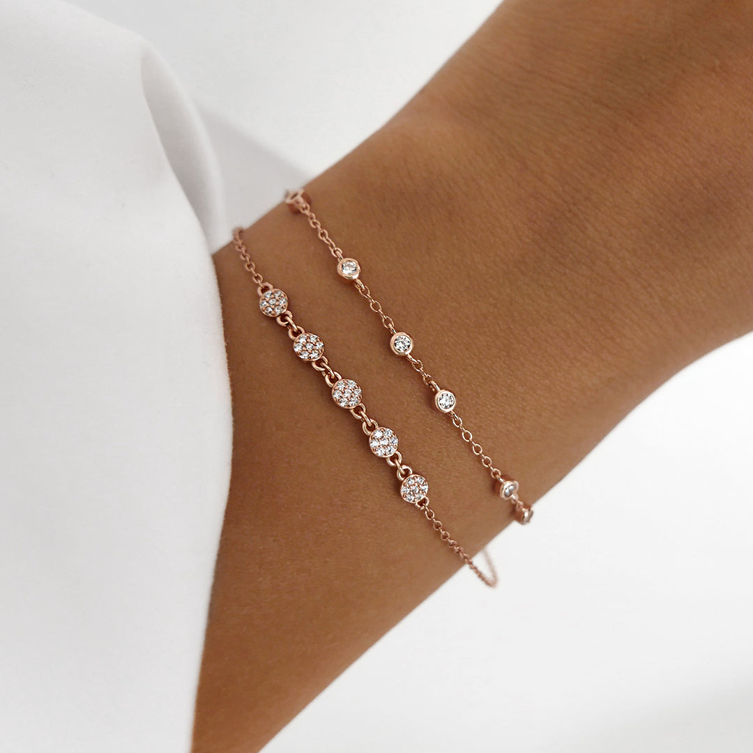 Radiant Elegance: 0.02 CTW Round Lab-Grown Diamond Gold Chain Bracelet