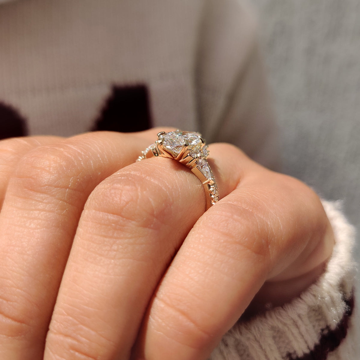 Solitaire Cathedral- 1.8 CT Cushion Lab Grown Diamond Wedding Band