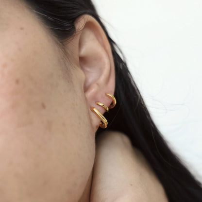 Sleek Gold Elongated Huggie Hoop Earrings 8