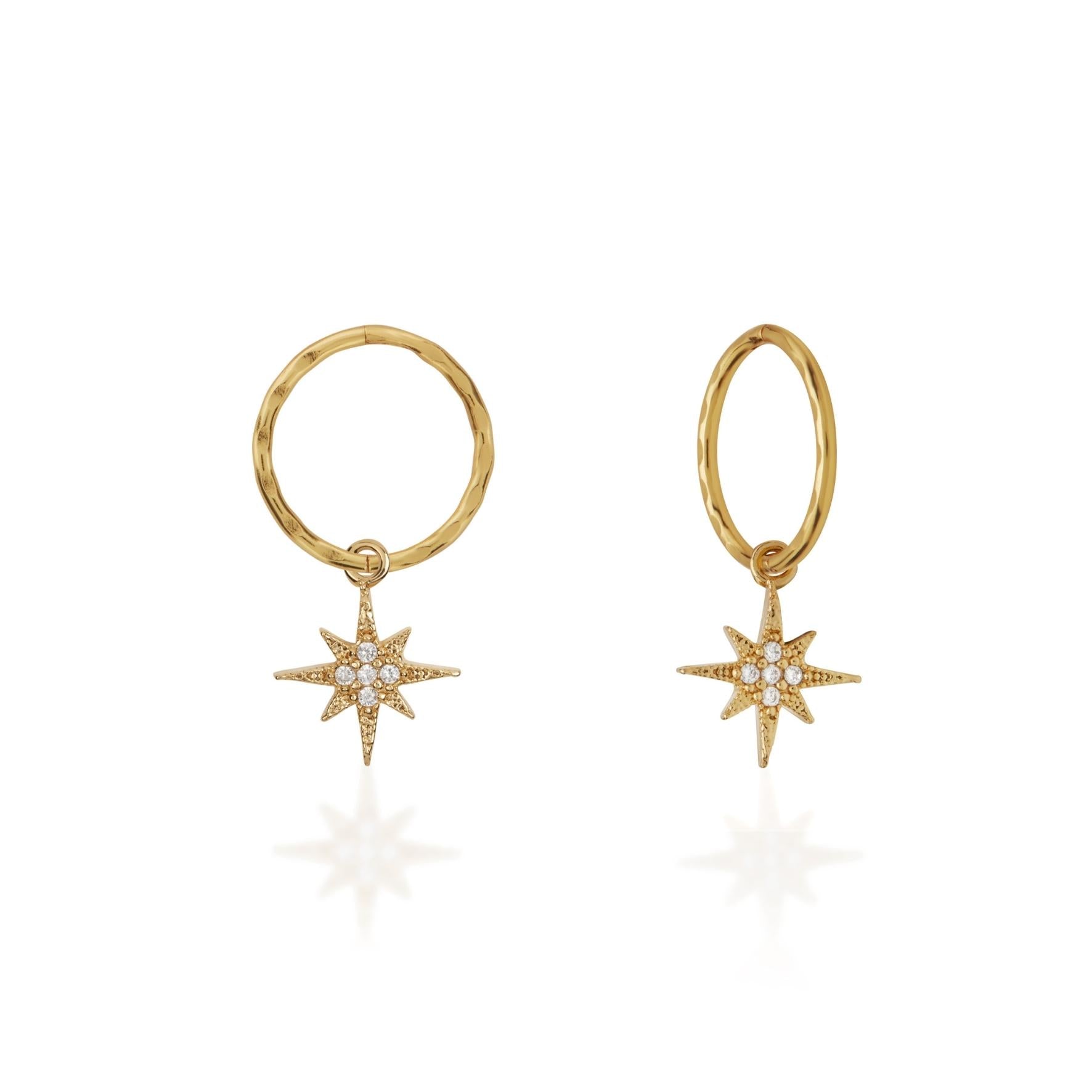 0.02 TCW Round Lab Grown Diamond Starburst Hoop Earrings 1