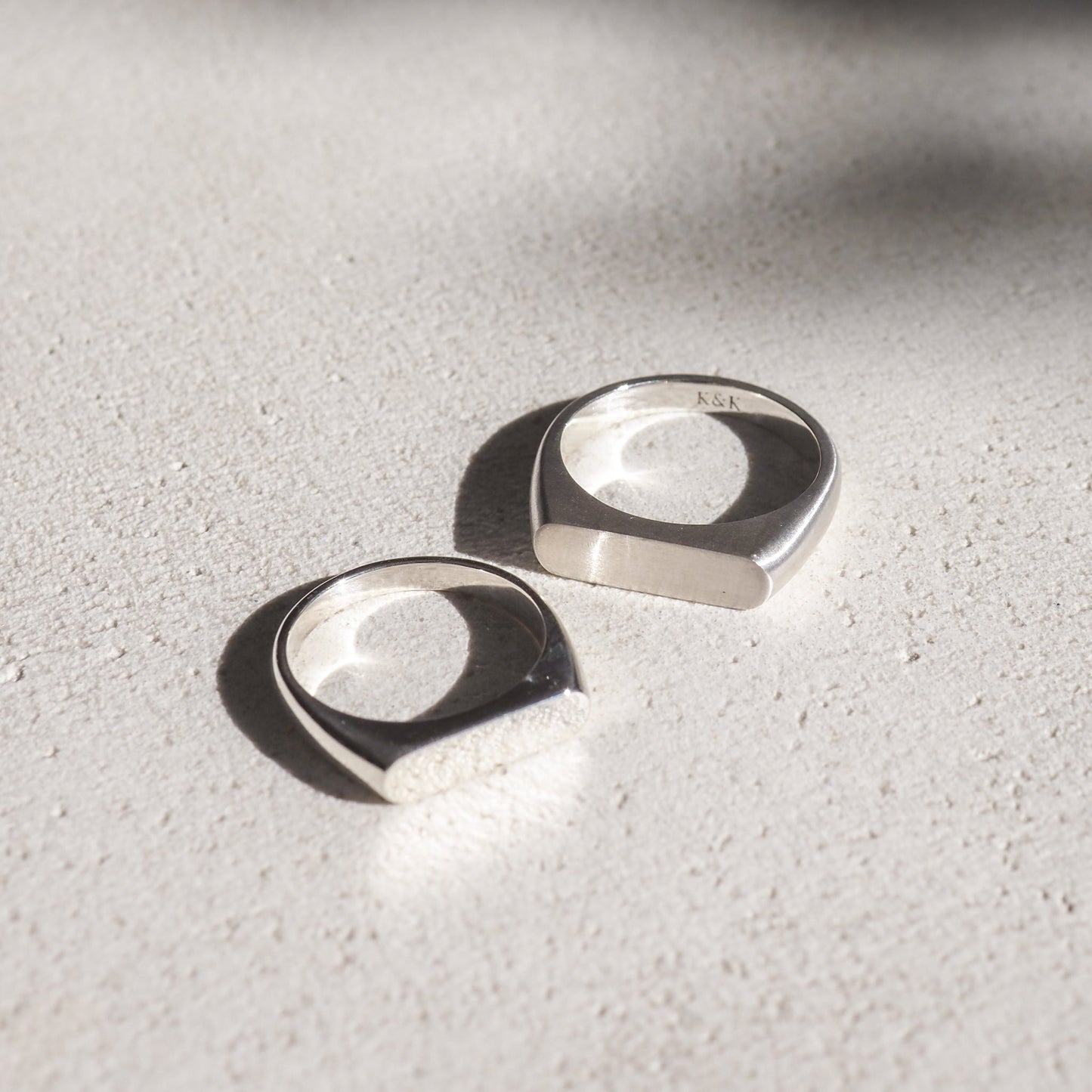 Modern Silver Flat Top Wedding Band Duo 1