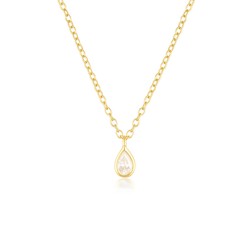 0.3 TCW Pear-Shaped Lab-Grown Diamond Bezel Necklace in Gold 1