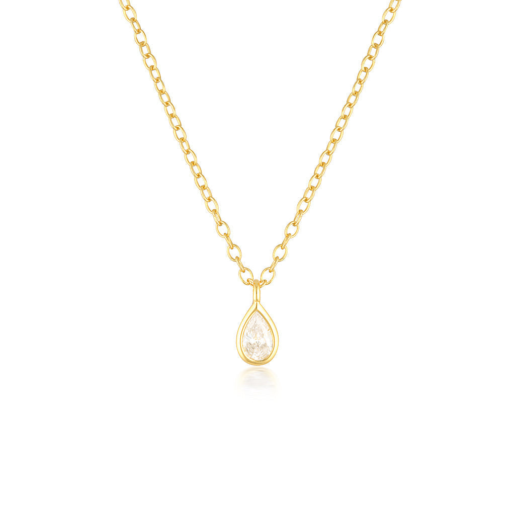 0.3 TCW Pear-Shaped Lab-Grown Diamond Bezel Necklace in Gold