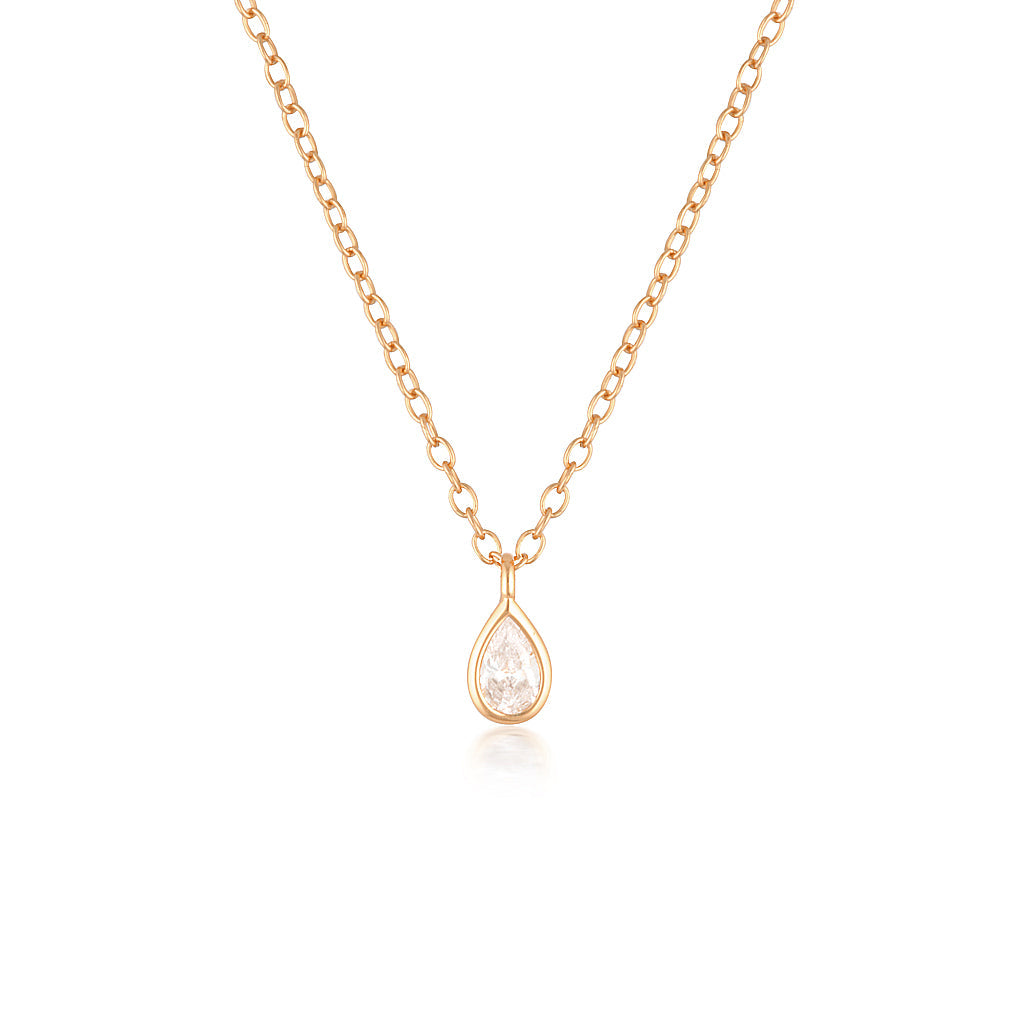 0.3 TCW Pear-Shaped Lab-Grown Diamond Bezel Necklace in Gold