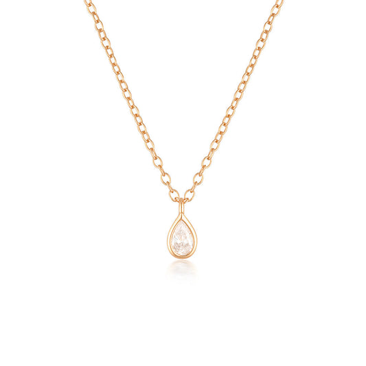 0.3 TCW Pear-Shaped Lab-Grown Diamond Bezel Necklace in Gold