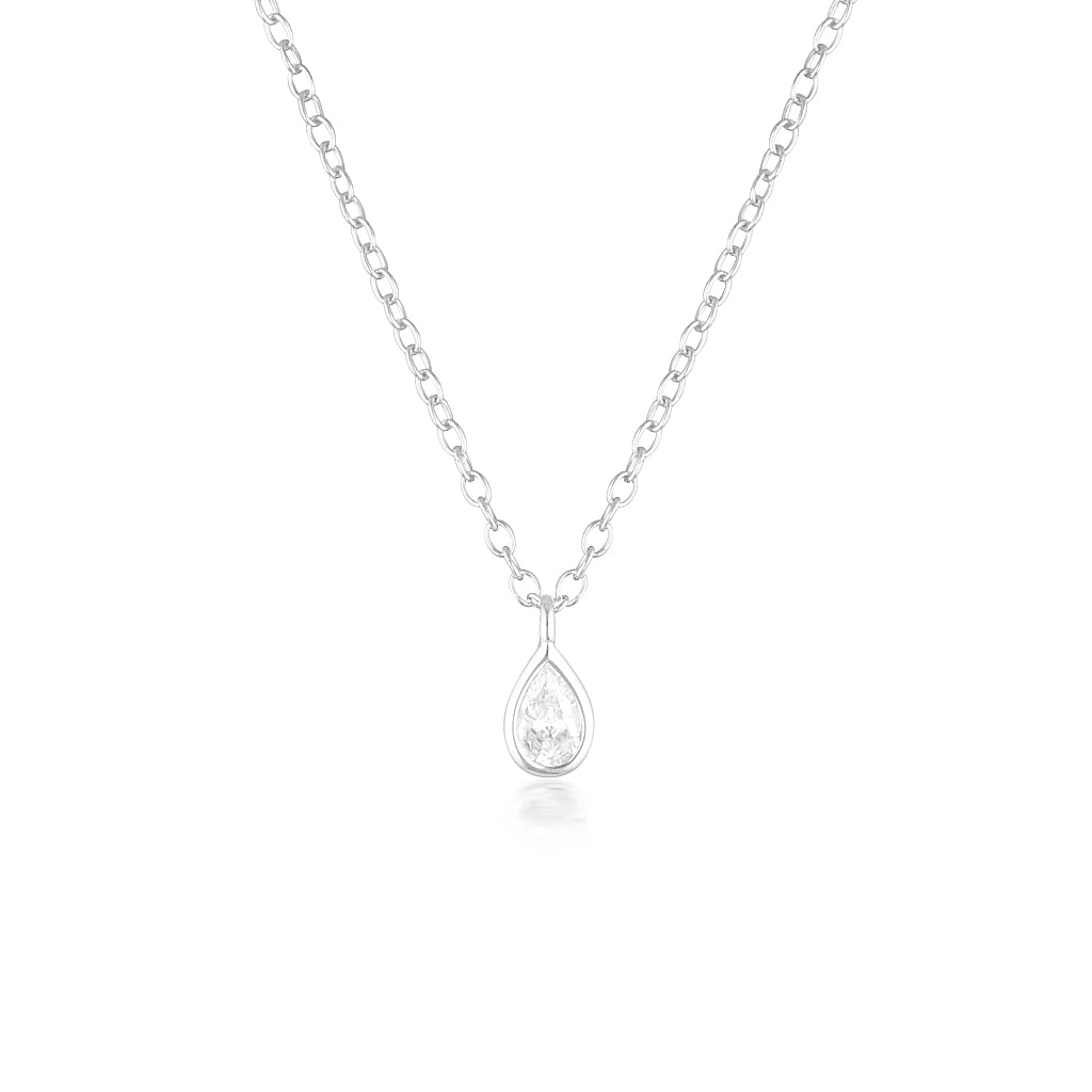 0.3 TCW Pear-Shaped Lab-Grown Diamond Bezel Necklace in Gold