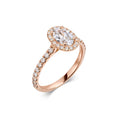 Load image into Gallery viewer, 0.7 ct Oval F- VS1 Diamond Halo & Pave Engagement Ring
